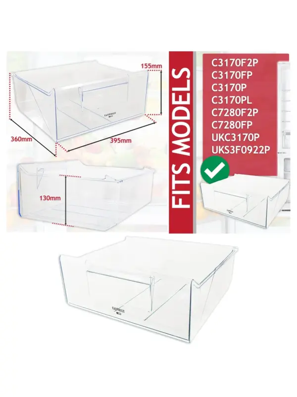 Smeg Fridge Freezer Top-Middle Drawer Organizer Box – Replacement Part
