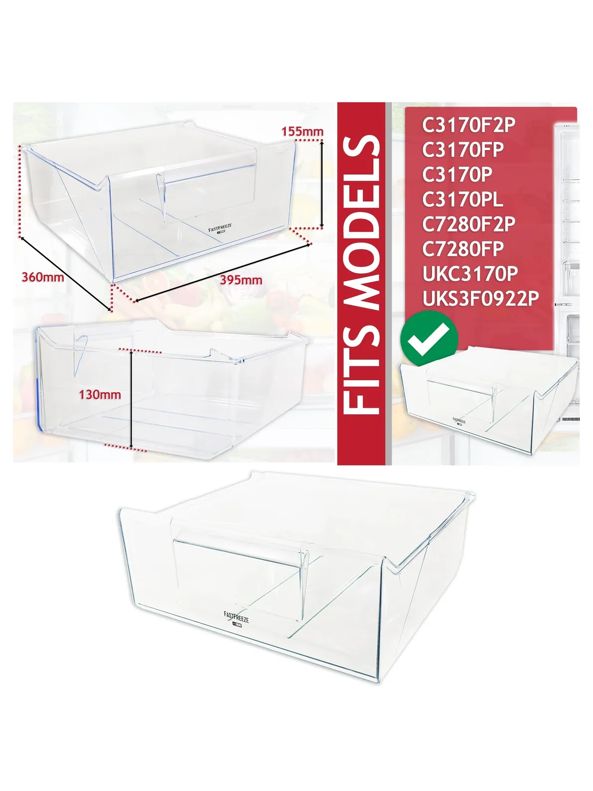 Smeg Fridge Freezer Top-Middle Drawer Organizer Box – Replacement Part