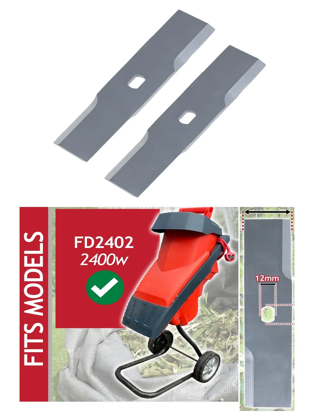 Sovereign FD2402 Garden Shredder Metal Blade 19.5 cm 2-Pack