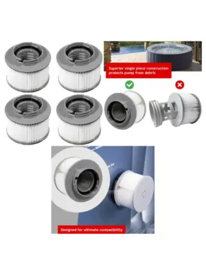 Spa Filter Cartridge 4-Pack for MSpa Mono, Bliss, Baikal & More