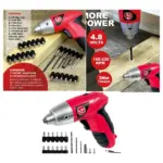SPARES2GO 4.8V Cordless Rechargeable Screwdriver & Drill Bit Combo Set