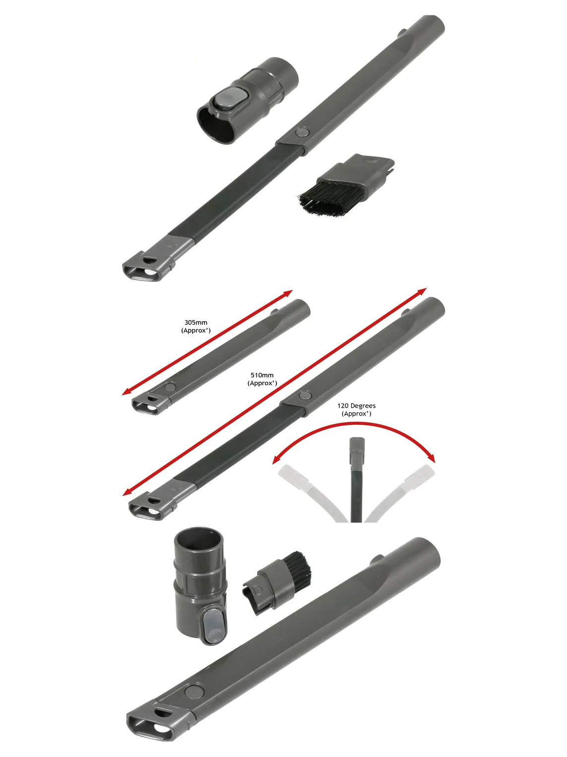 SpareS2Go Extendable Dyson Crevice Tool – Flexible for DC07-DC75