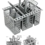 SPARES2GO Universal Dishwasher Cutlery Basket with Detachable Handle