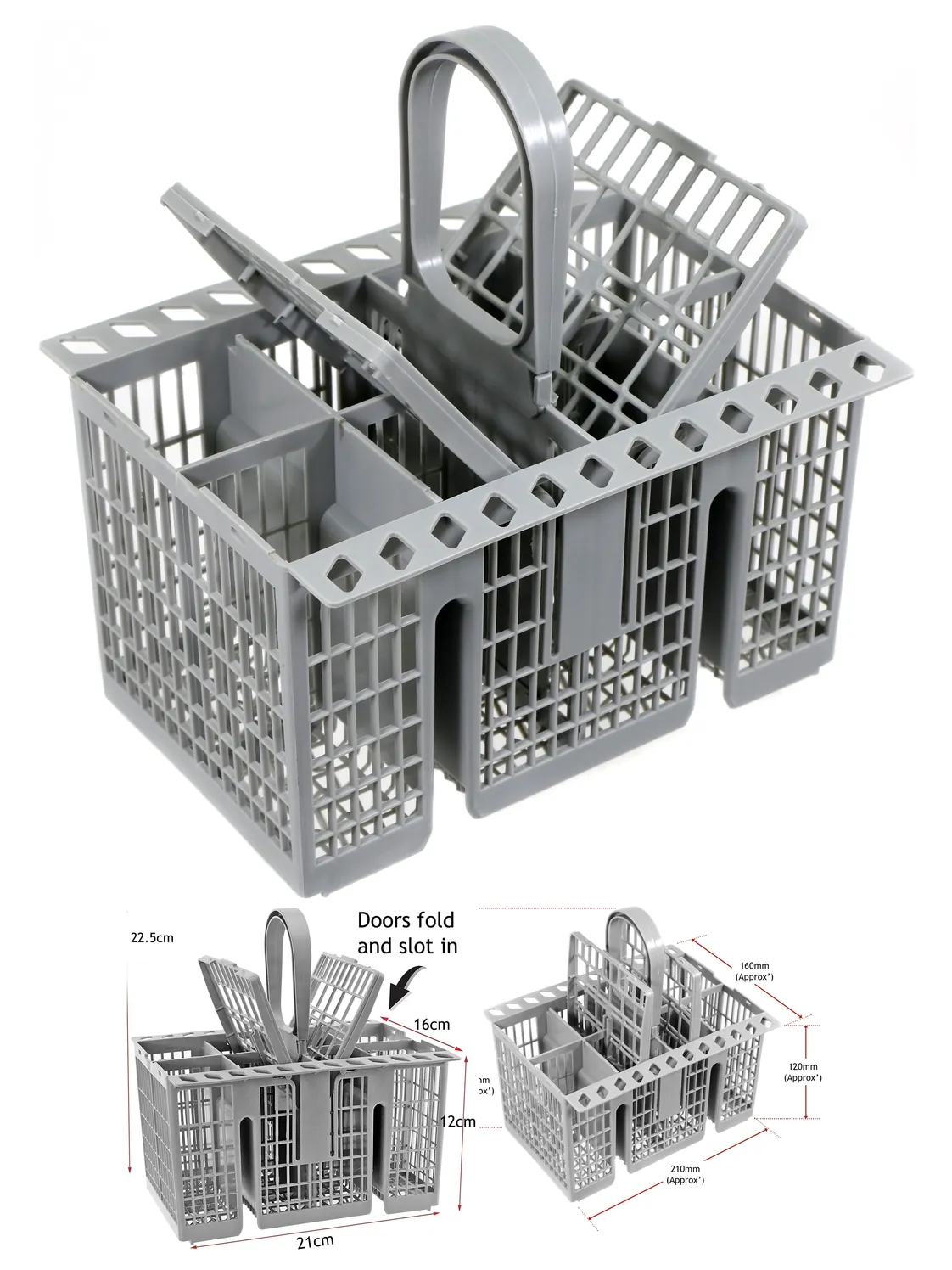 SPARES2GO Universal Dishwasher Cutlery Basket with Detachable Handle