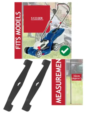 Spear & Jackson 32cm Powder‑Coated Steel Lawn Mower Blade Pack of 2