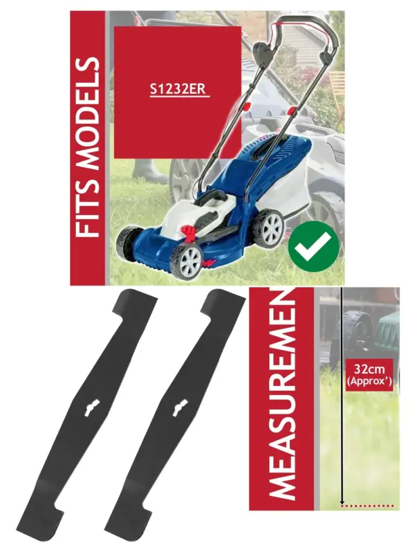Spear & Jackson 32cm Powder‑Coated Steel Lawn Mower Blade Pack of 2