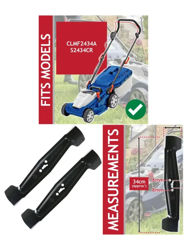 Spear & Jackson 34cm Metal Lawn Mower Blade – Pack of 2