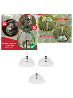 Squirrel-Resistant Dome Baffle for Bird Feeders Adjustable Hook Pack 3