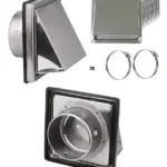 Stainless Steel 100mm Square Hood Vent with 5m Aluminum Hose & 2 Clips