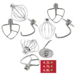 Stainless Steel Beater, Whisk & Dough Hook Set for KitchenAid Mixers