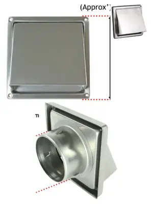 Stainless Steel External Wall Air Vent with Non‑Return Flap – 125mm