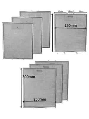 Stainless Steel Mesh Grease Filter for Kitchen Hood 300x250mm 3 Pack