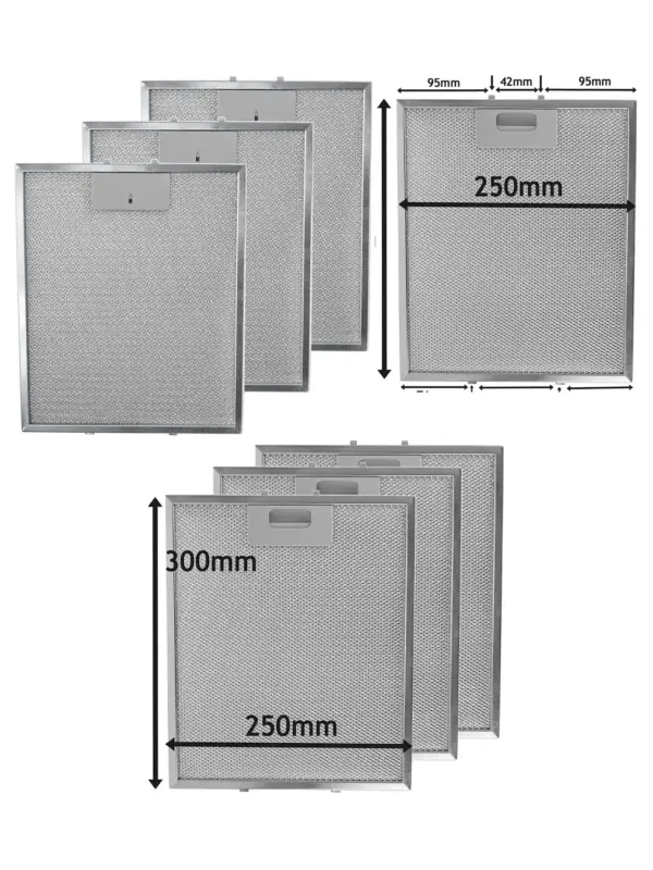 Stainless Steel Mesh Grease Filter for Kitchen Hood 300x250mm 3 Pack