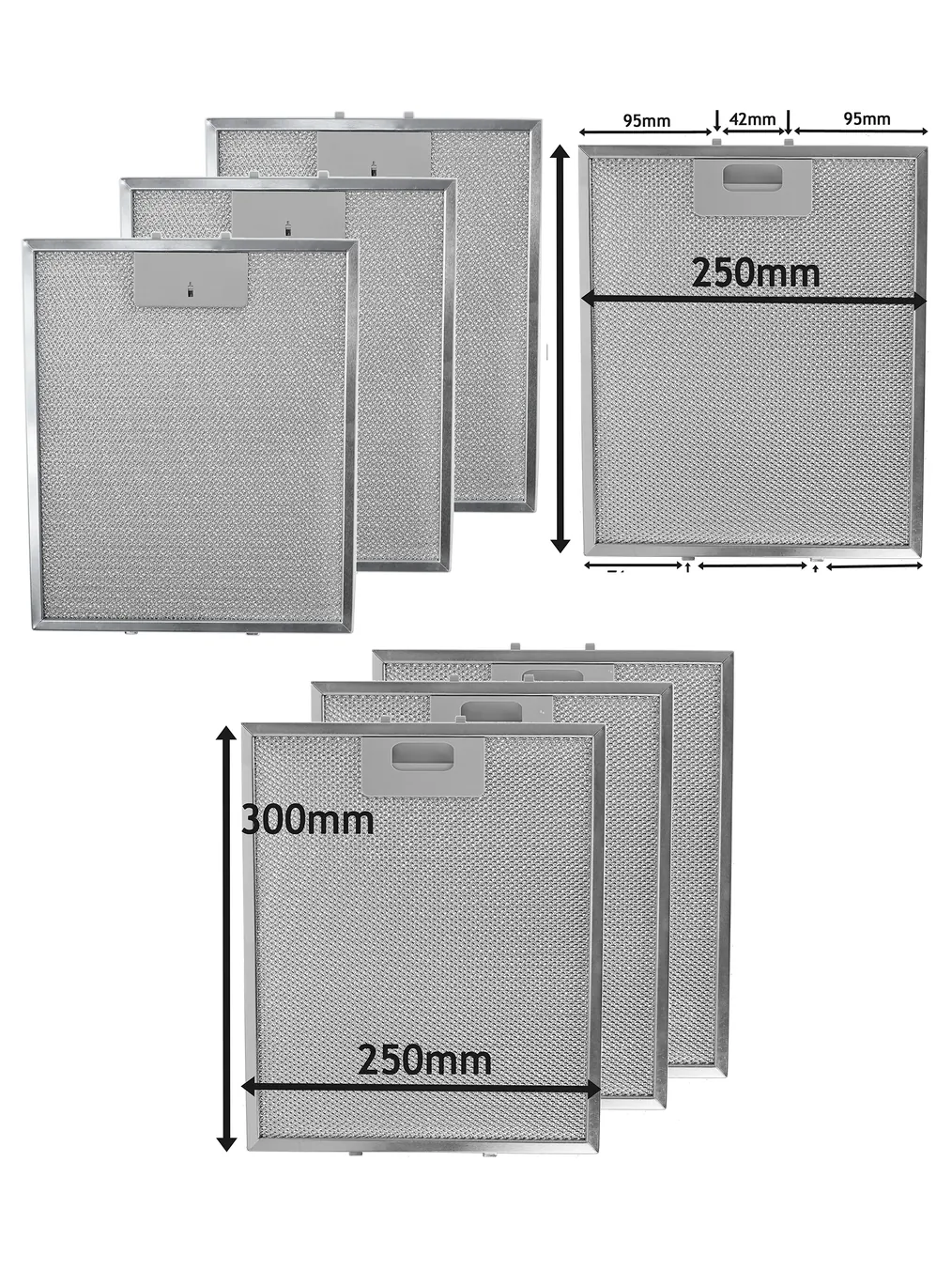 Stainless Steel Mesh Grease Filter for Kitchen Hood 300x250mm 3 Pack