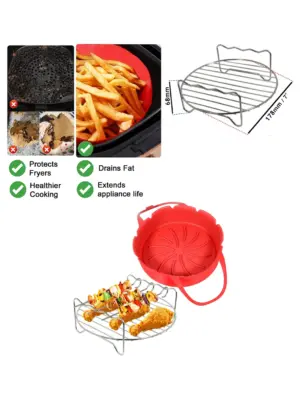 Stainless Steel Round Basket for Daewoo SDA1861 Air Fryer – 17.8 cm