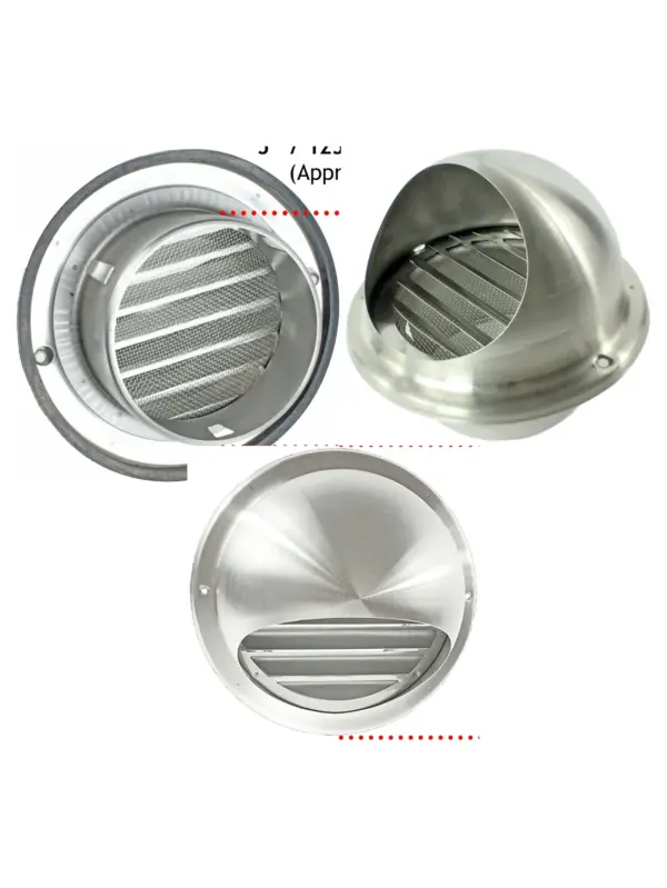 Stainless Steel Round Bull‑Nose Wall Vent with Insect Mesh – 125mm
