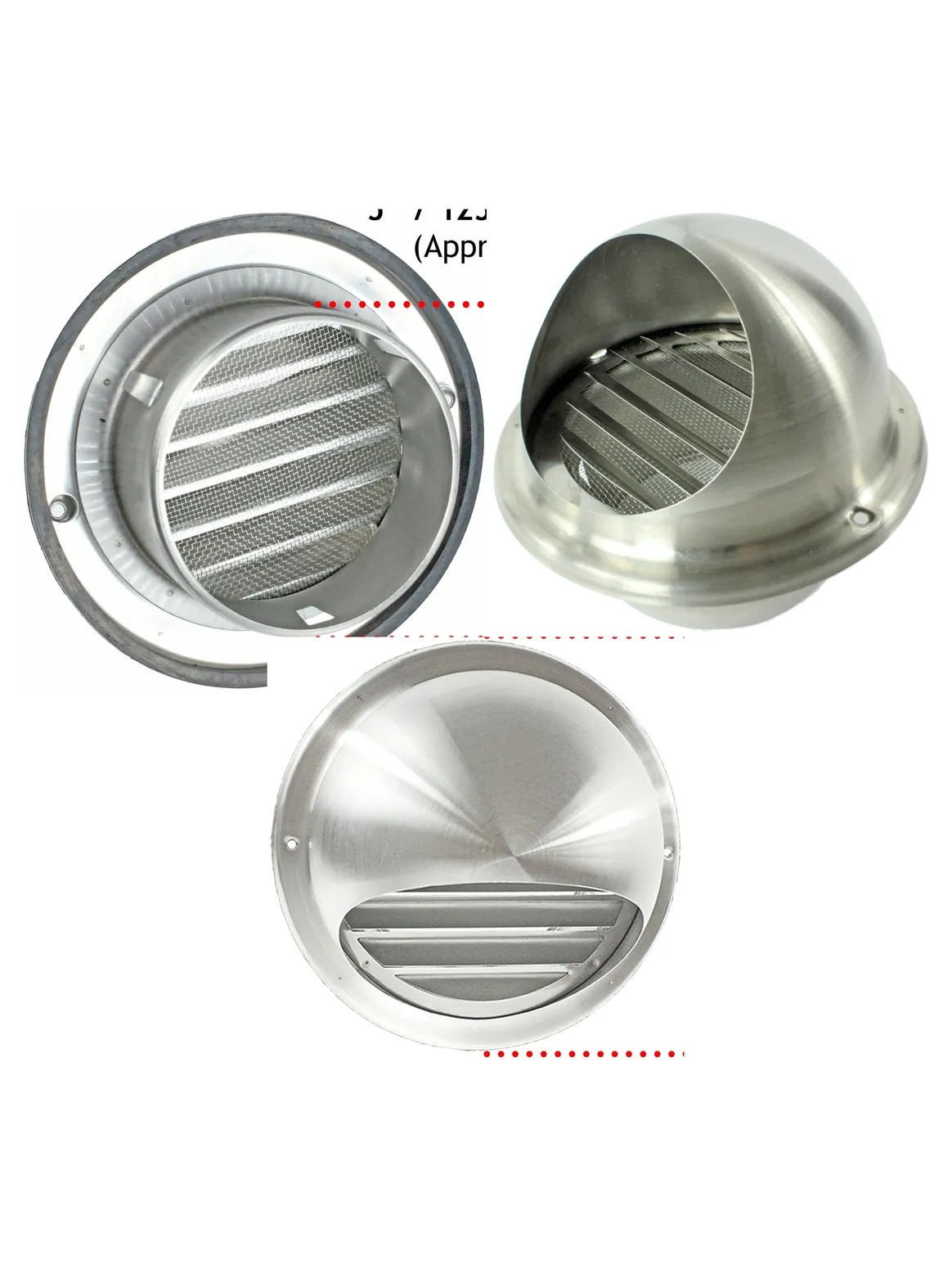 Stainless Steel Round Bull‑Nose Wall Vent with Insect Mesh – 125mm