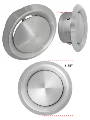 Stainless Steel Round Ceiling Exhaust & Wall Supply Vent 125mm