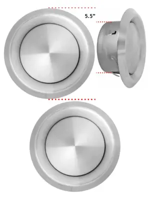 Stainless Steel Round Ceiling Vent – 100mm Exhaust & Supply Wall Unit
