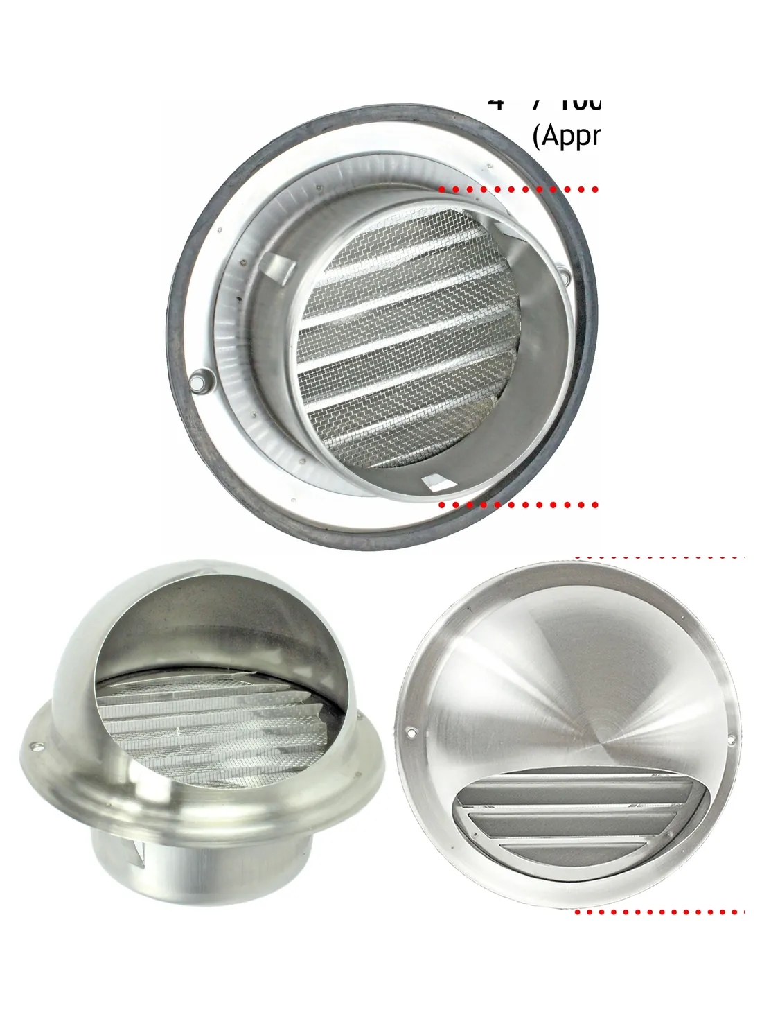Stainless Steel Round Wall Vent with Bull Nose & Insect Mesh – 100mm