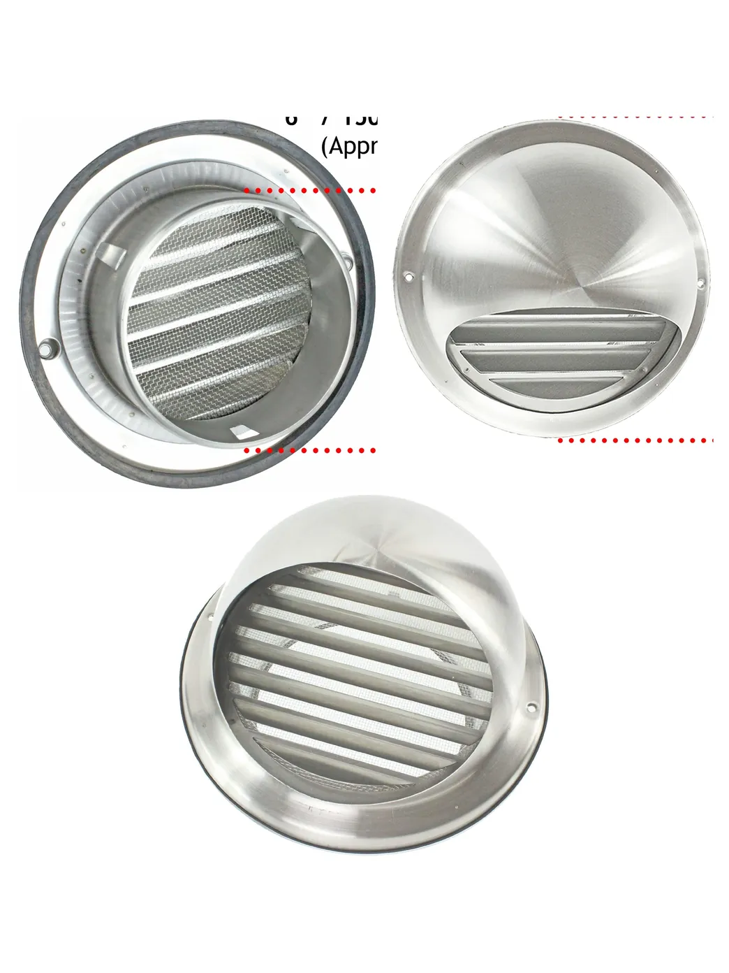 Stainless Steel Round Wall Vent with Bull Nose & Insect Mesh – 150mm
