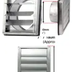 Stainless Steel Square Wall Exhaust Vent with Gravity Flap 150mm 6mm