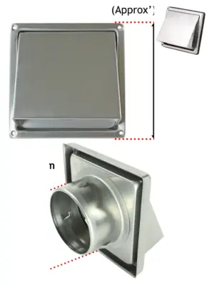 Stainless Steel Wall Air Vent with Backdraft Flap - 4 Pack 100mm
