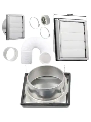 Stainless Steel Wall Vent Kit – Gravity Flap & 5m Hose for Dryer & AC