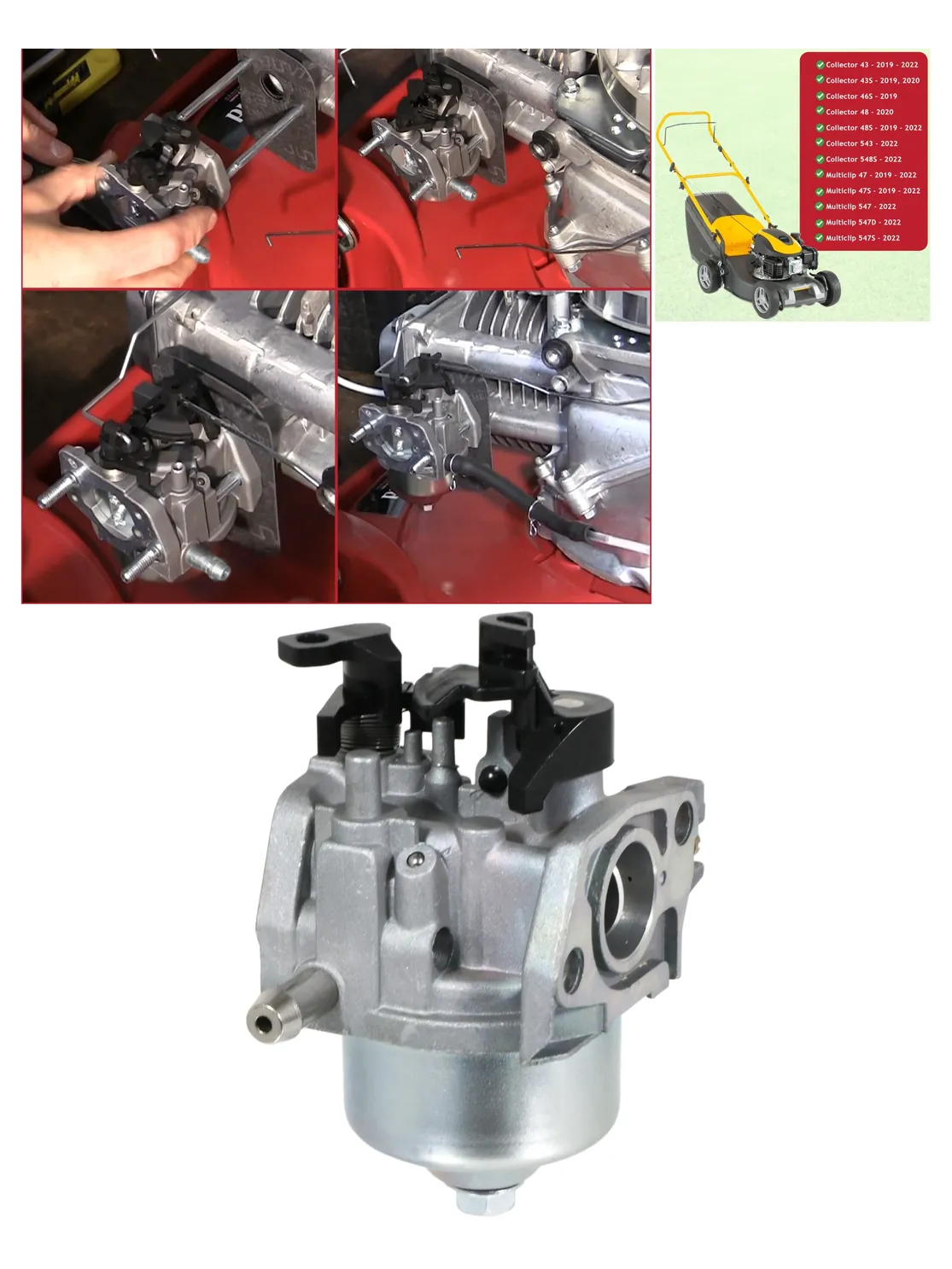 Stiga Lawn Mower Carburetor for Collector 43/46/48 & Multiclip 47/547