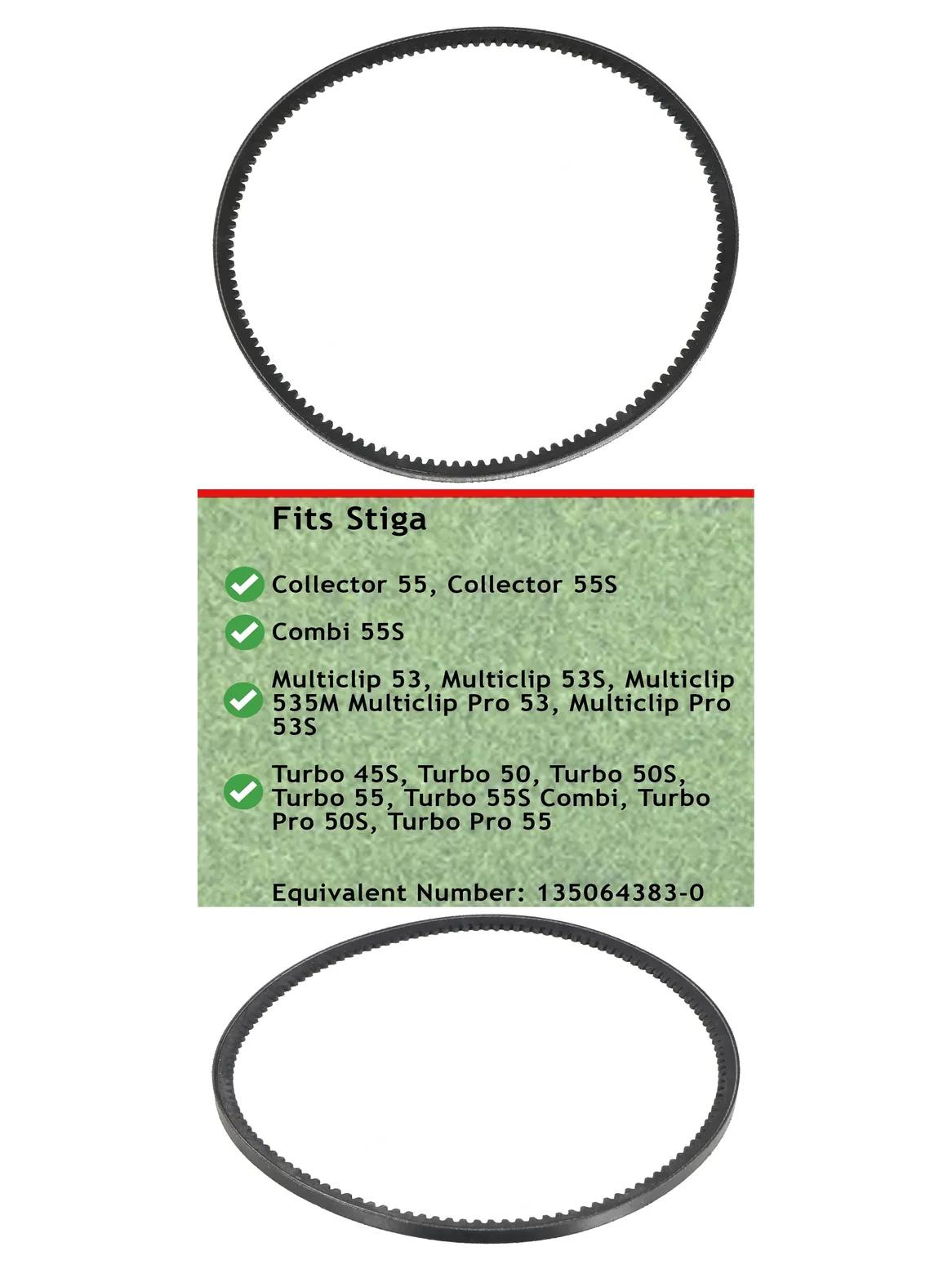 Stiga Lawn Mower Drive Belt - Fits 45S, 50S, 53, 55 & Turbo