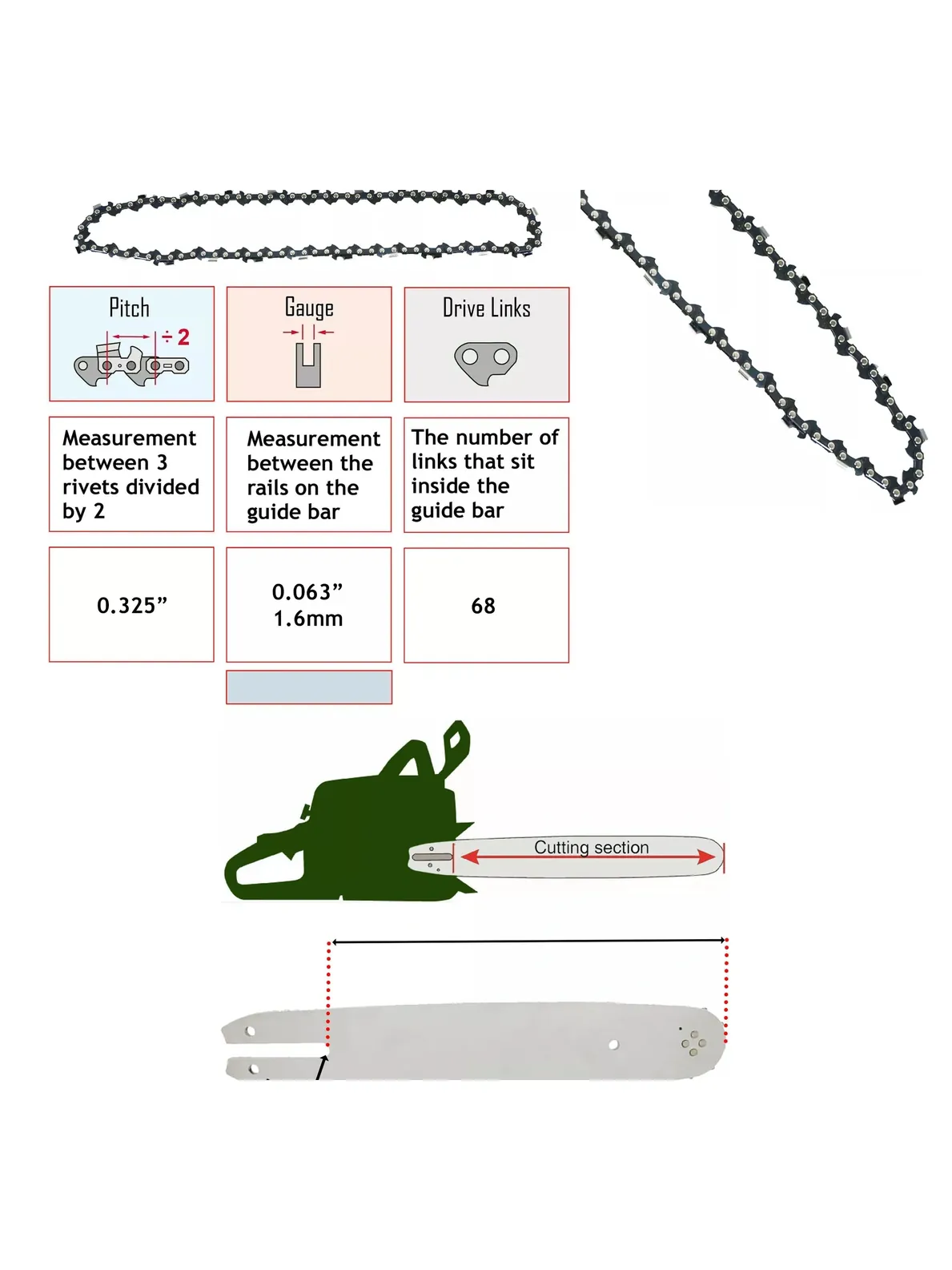Stihl 025/ MS241/ MS250/ MS251 18‑inch Chainsaw Chain .325×.063