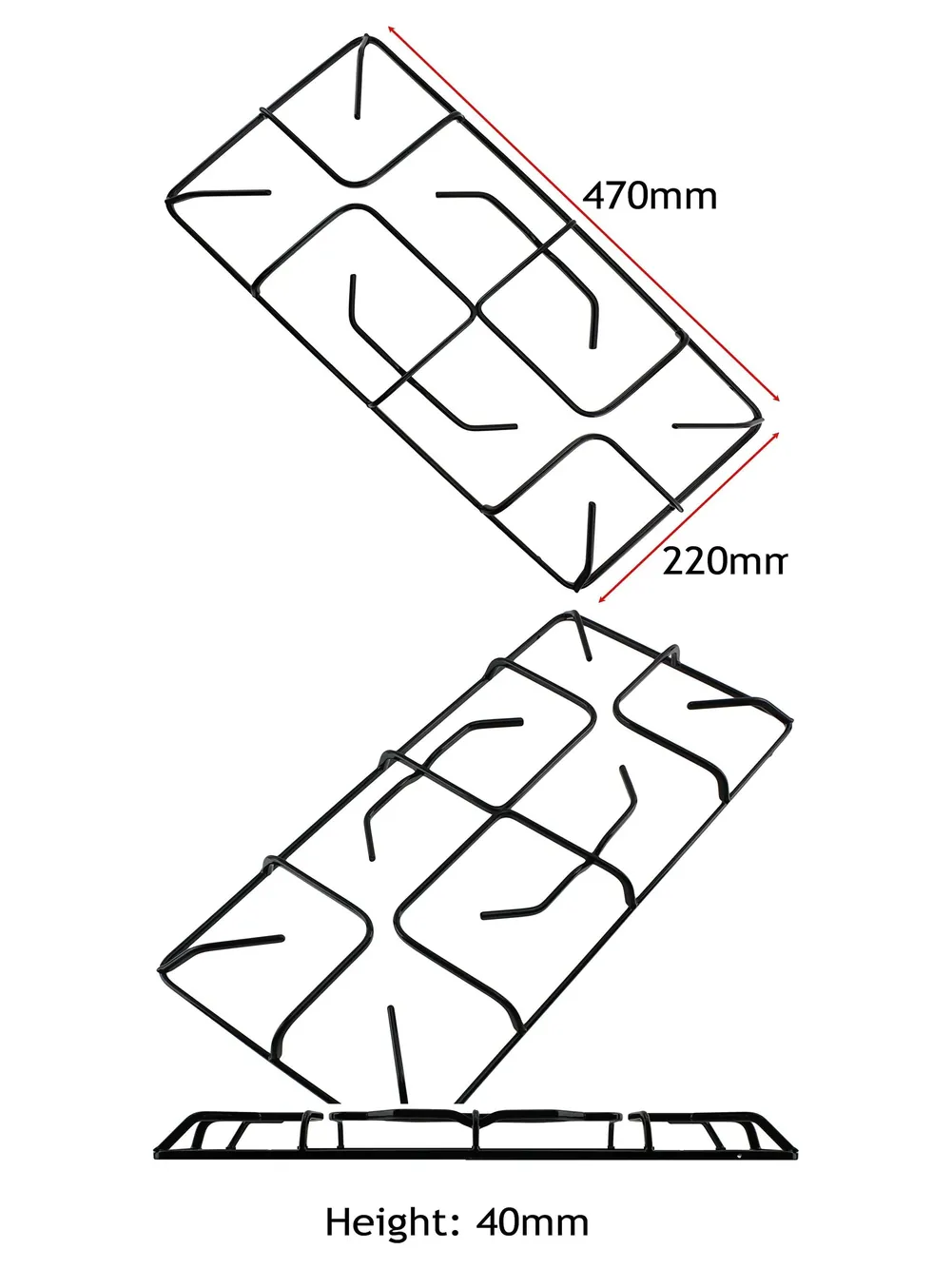 Stoves Gas Hob Pan Support Frame 470mm x 220mm Replacement Grid