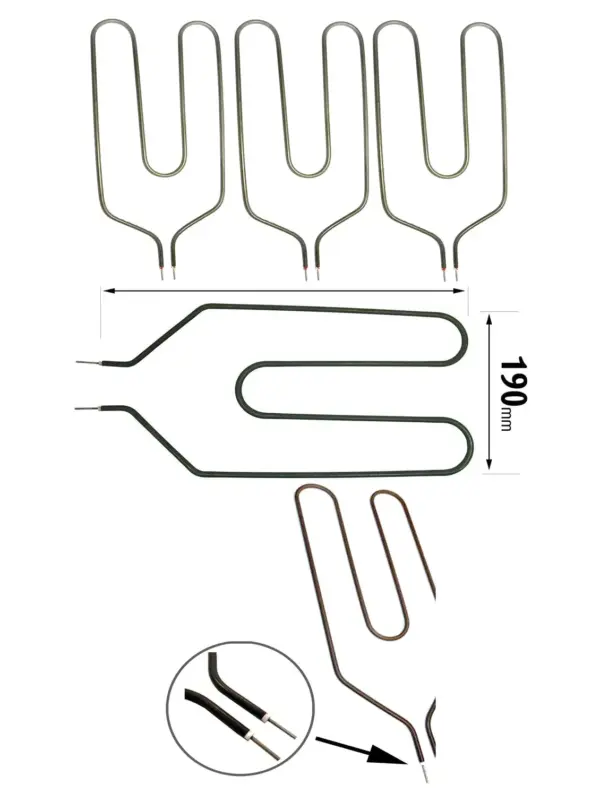SUNHOUSE 850W Night Storage Heater Element – Crank Neck, 2‑Pin