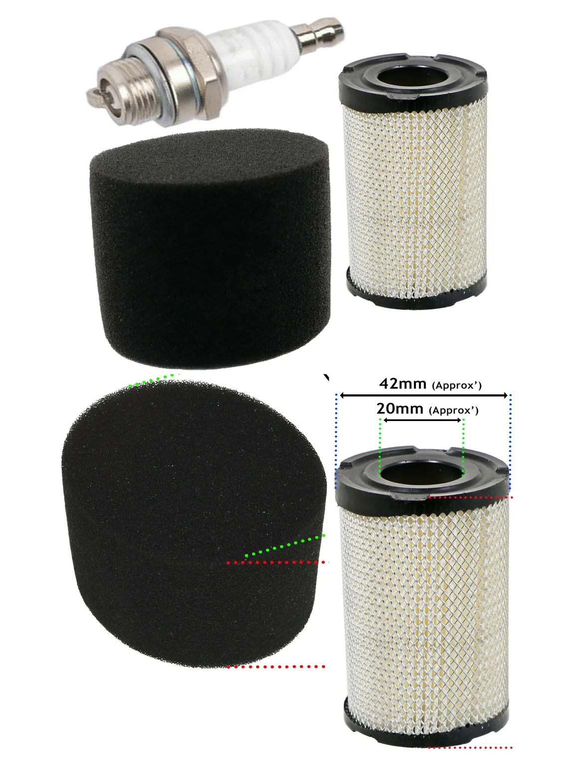 Tecumseh AQ148 Air Filter & Spark Plug Kit for Lawn Mowers