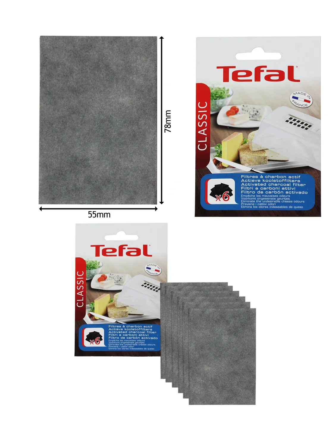 Tefal Cheese Preserver Filters with Activated Charcoal Cellar – 6 Pack