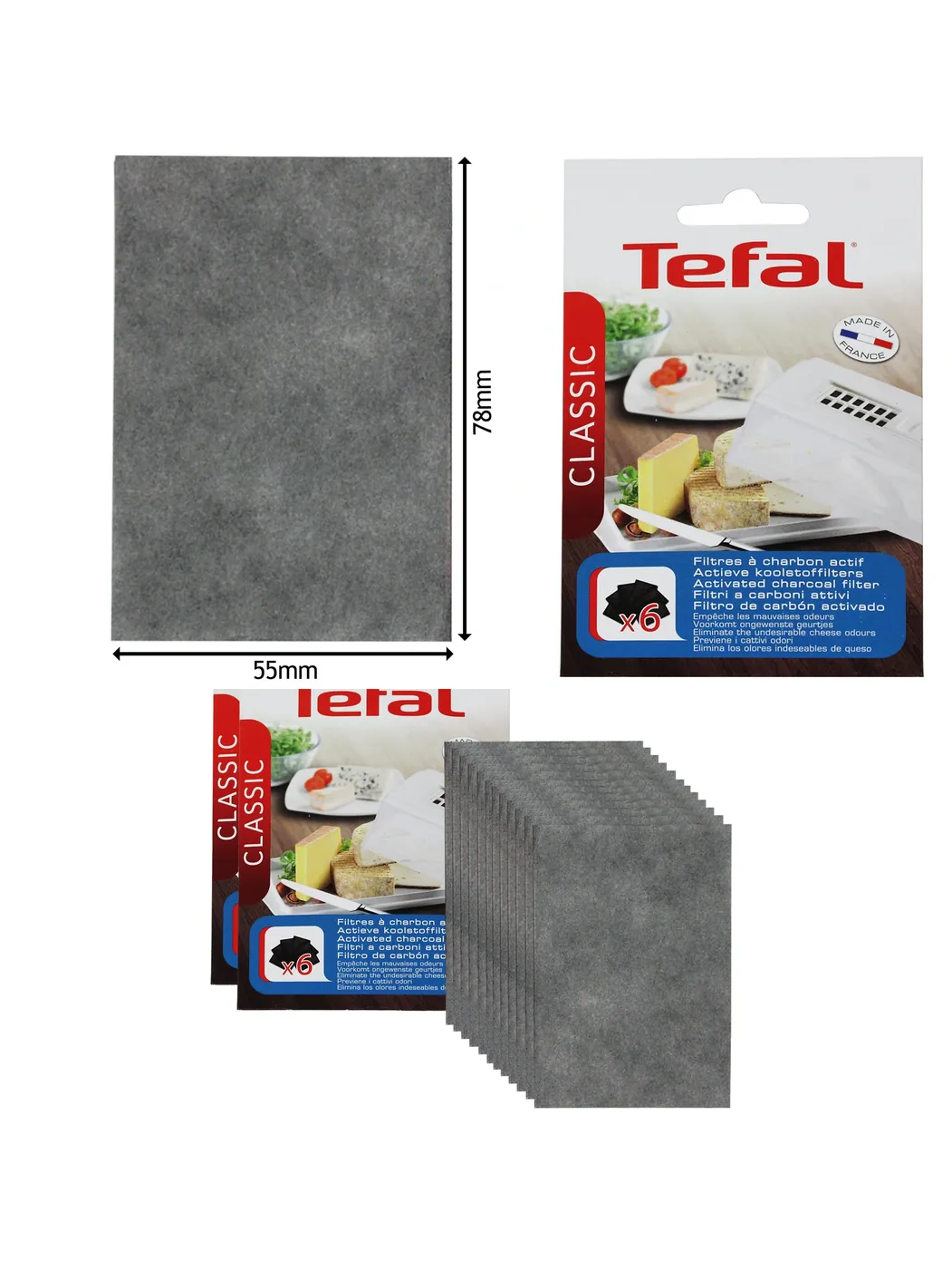 Tefal Cheese Preserver Filters with Activated Charcoal – Pack of 12