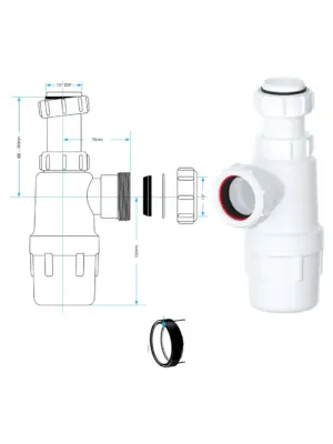 Telescopic 40mm Waste Trap for Kitchen/Bathroom Sinks – 1.5"/75mm Seal