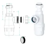 Telescopic Waste Bottle Trap 32mm 1.25in basin for bathroom and kitchen