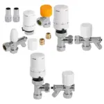 Thermostatic Radiator Valve Chrome Set with Lockshield & Drain-Off