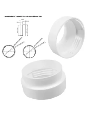 Threaded Female Dryer Vent Adapter 4mm 100mm Duct Hose Connector