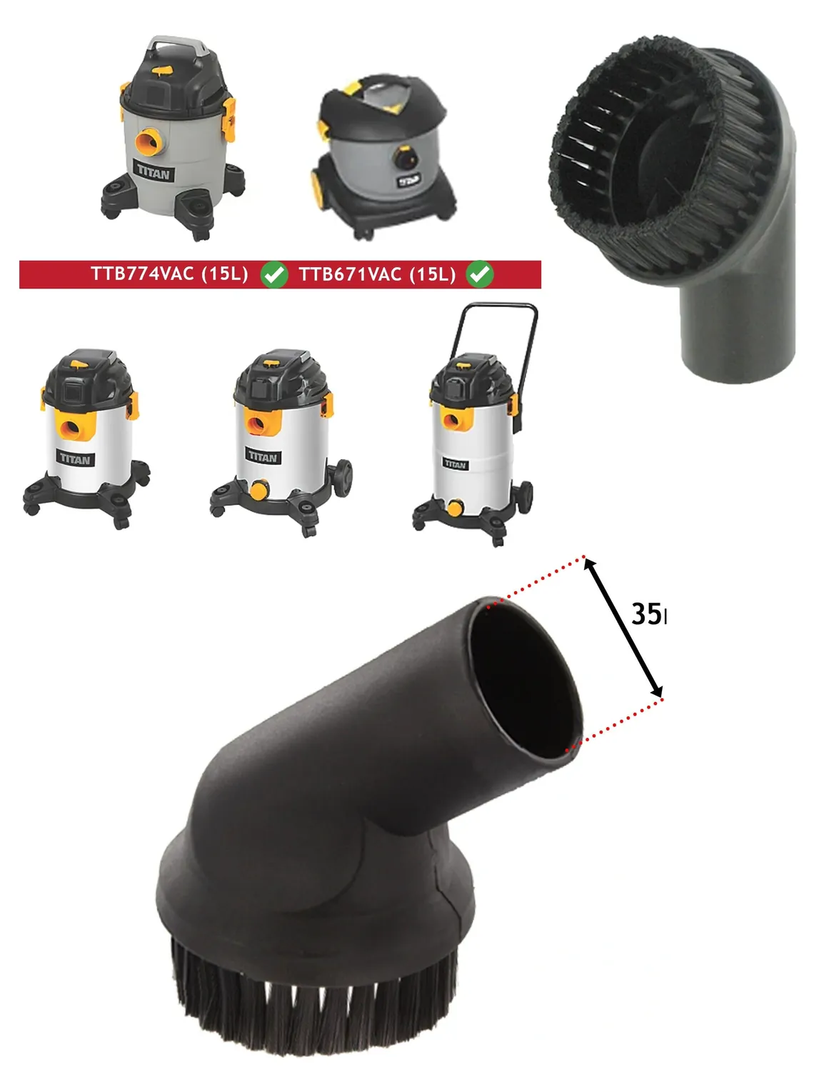 Titan 35mm Dusting Brush for TTB7xx Vacuums Replacement Tool