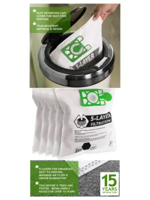 Titan TTB671VAC 800W 15L Dry Vacuum Dust Bags - Pack of 5