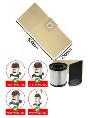 Titan TTB774‑777 Vacuum Filter Sleeve with 5 Replacement Bags