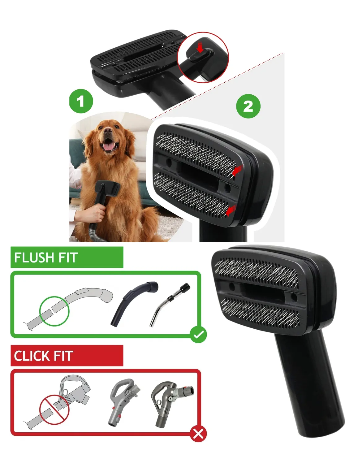 TITAN Vacuum 32mm Dog Grooming Brush for Pet Hair Removal