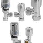 TOWER Angled Chrome Thermostatic Radiator Valve TRV Lockshield Set