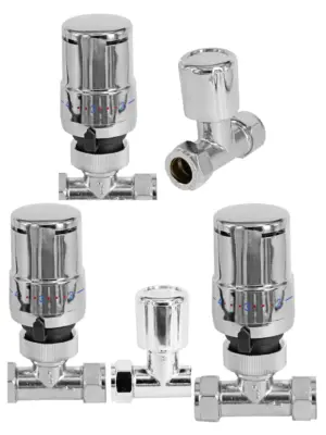 Tower Chrome Thermostatic Radiator Valve Set Straight TRV Lockshield