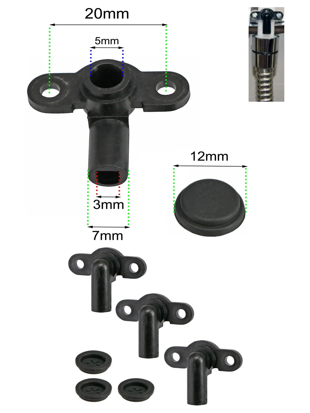 TRITON Electric Shower PRD Pressure Relief Valve – 3 Black Burst Discs