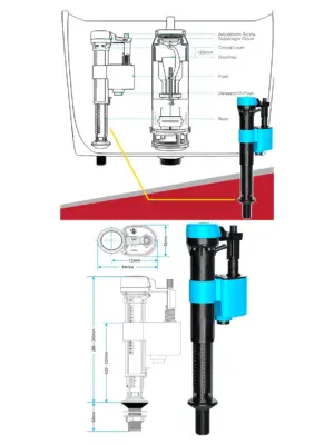 Universal 1/2" BSP Toilet Fill Valve Adjustable Float Bottom Entry