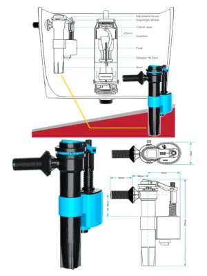 Universal 1/2" BSP Toilet Fill Valve with Adjustable Float Side Inlet