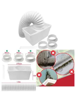 Universal 1.5m Dryer Vent Kit with Duct Hose & Adaptors for Condenser